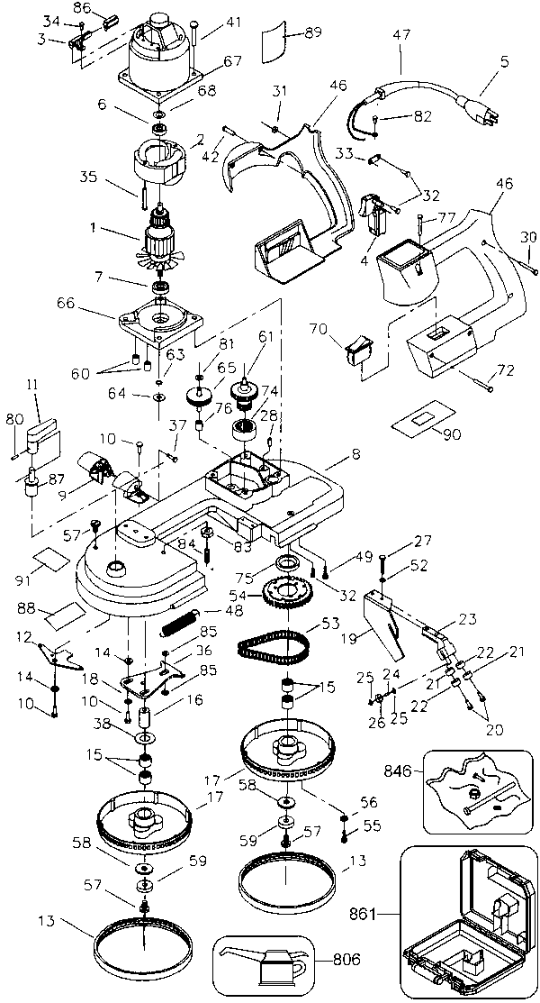 Default Diagram and Parts List for 3129K Type 2 Black and Decker Band Saw